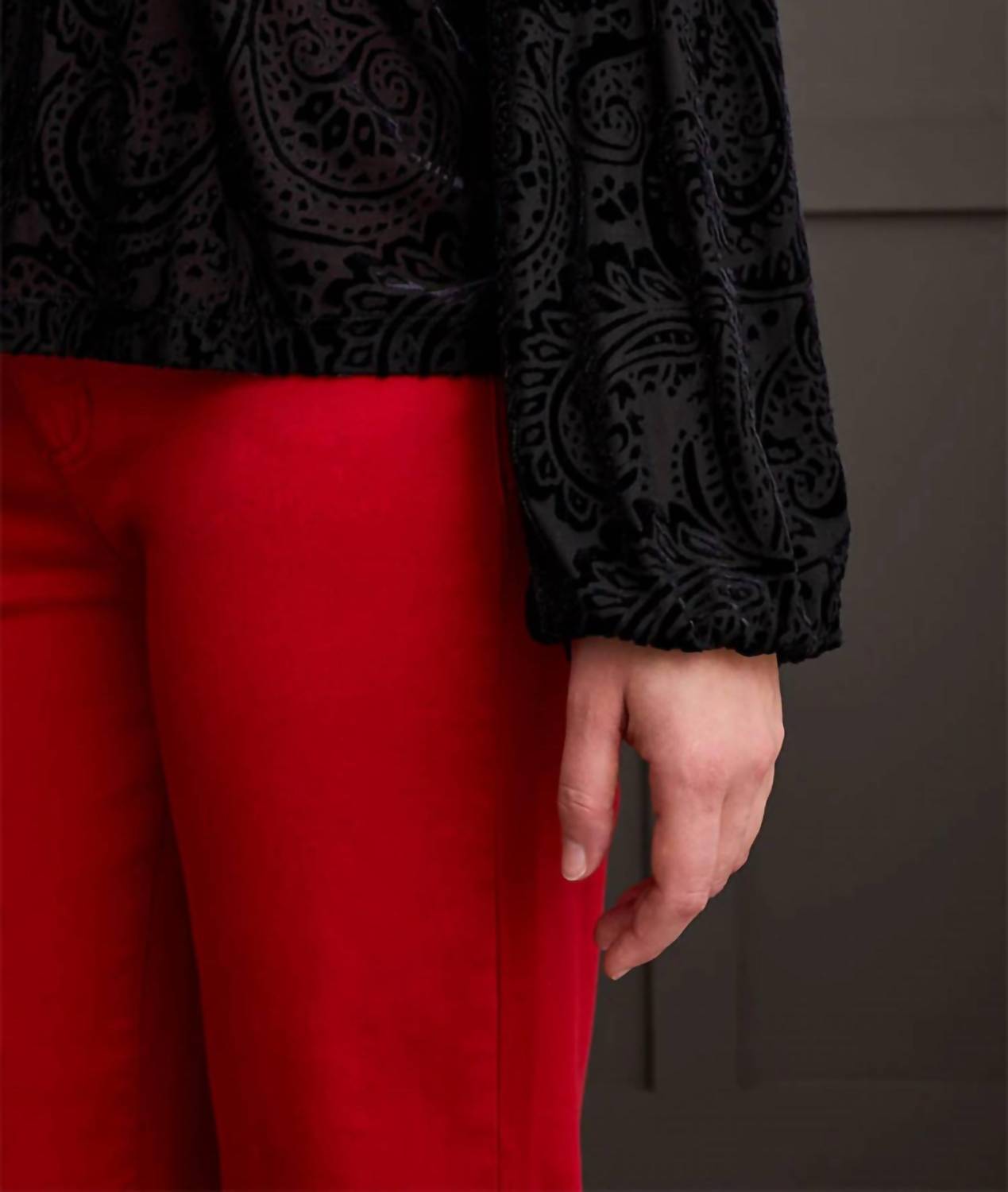 Tribal - Velvet Flare Top With Ruffle