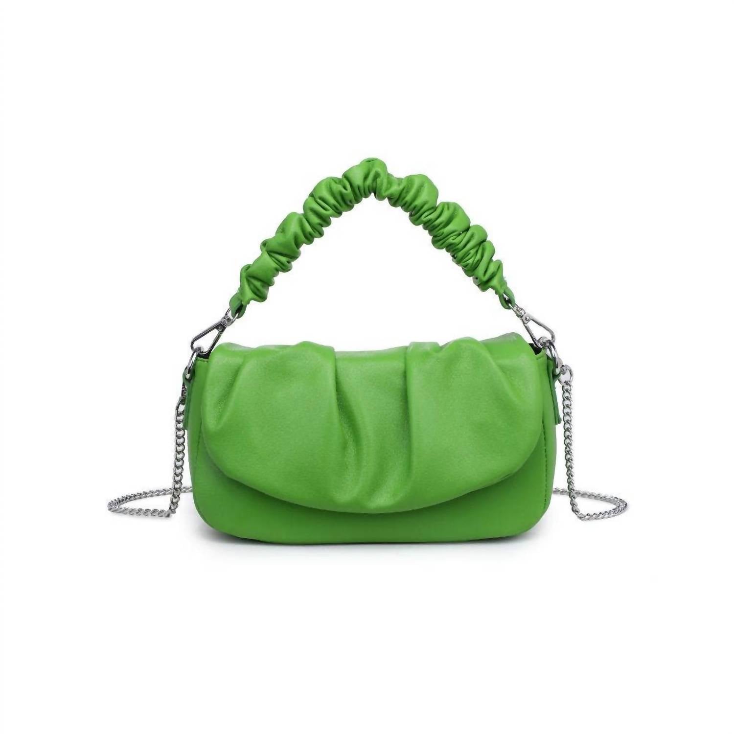 Urban Expressions - Women's Meadow Ruched Vegan Leather Chain Strap Crossbody Bag