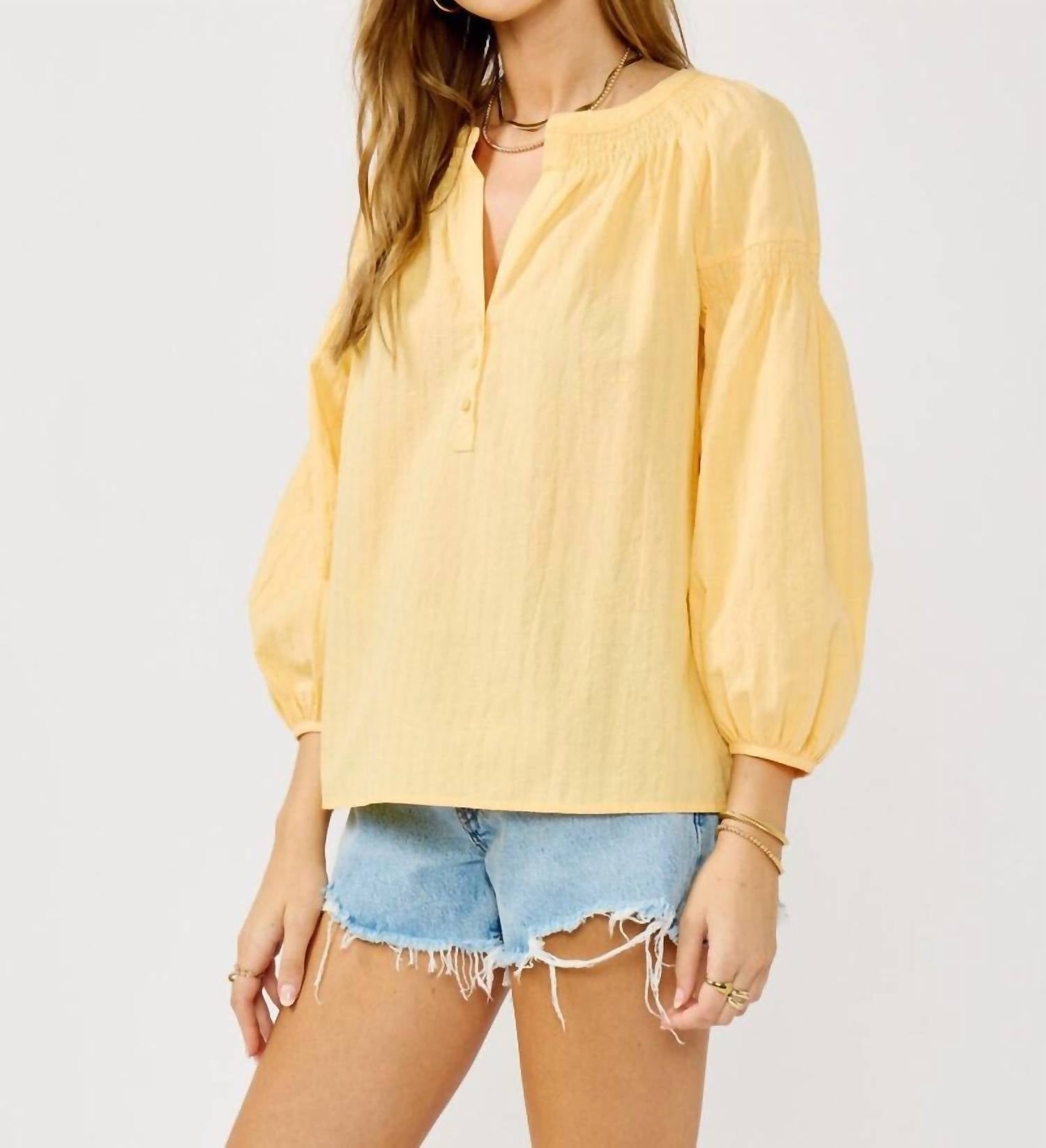 LOVESTITCH Sundrop Blouse in yellow - women's blouse - detail view