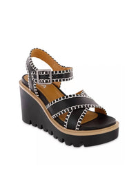 Mia - Women's Embroidered Ankle Strap Wedge Sandal