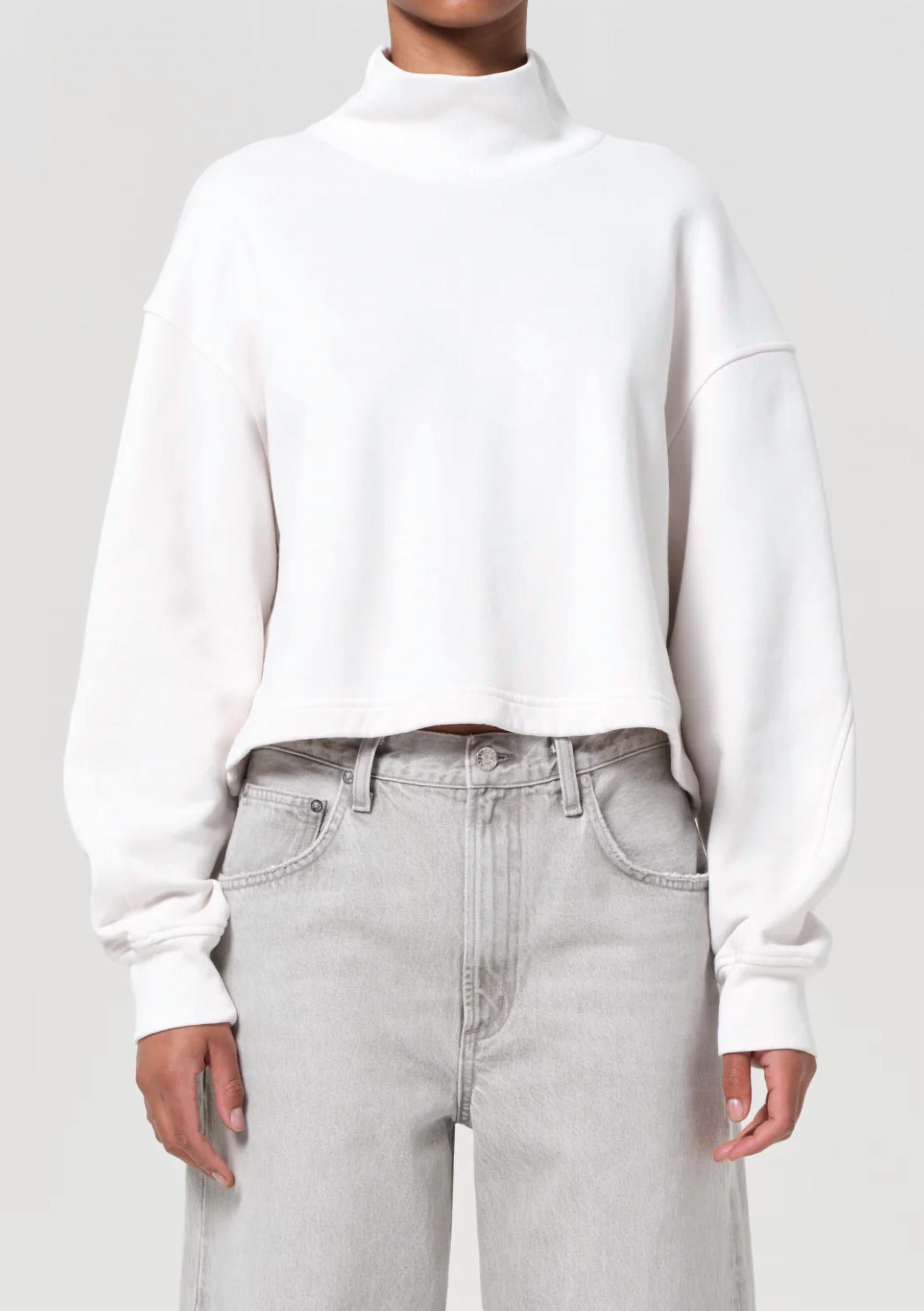 AGOLDE Isra Mock Neck Sweatshirt in wired - women's top