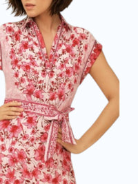 Celina Moon - Short Sleeve Striped Floral Maxi Dress