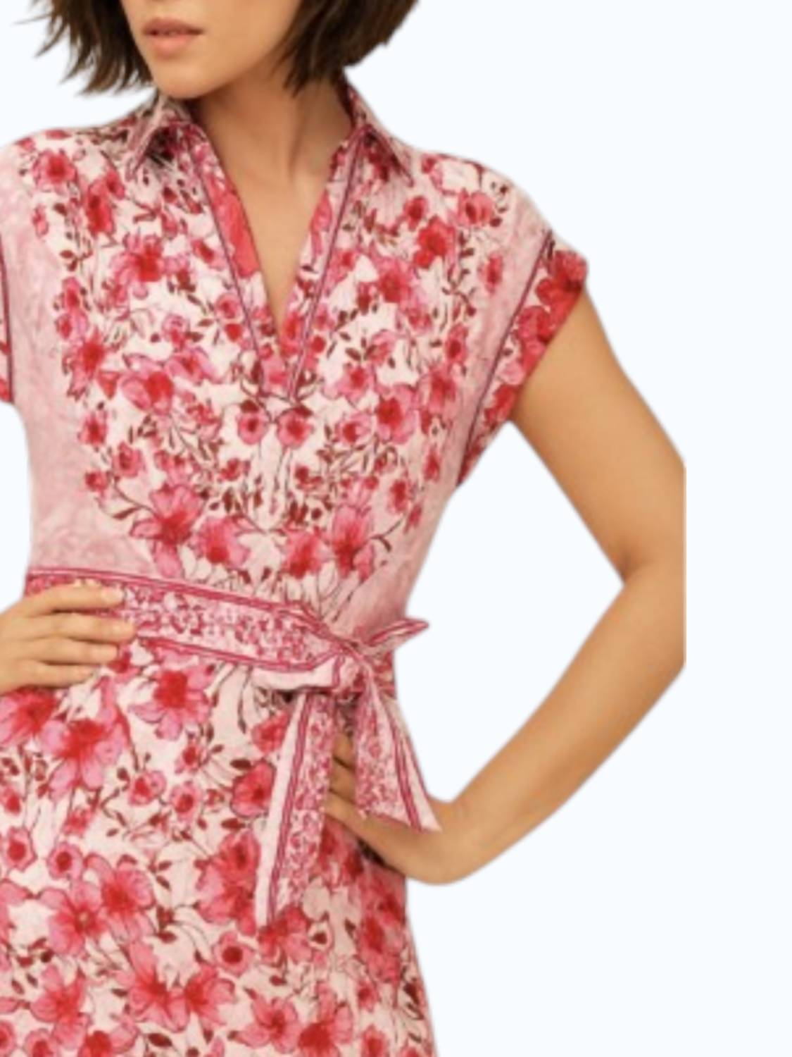 Celina Moon - Short Sleeve Striped Floral Maxi Dress