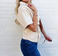 Sage The Label - Vegan Leather Twist Blouse