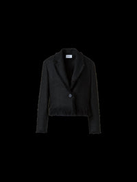 AKRIS PUNTO Tweed Fringe Short Jacket in black - women's jacket - detail view