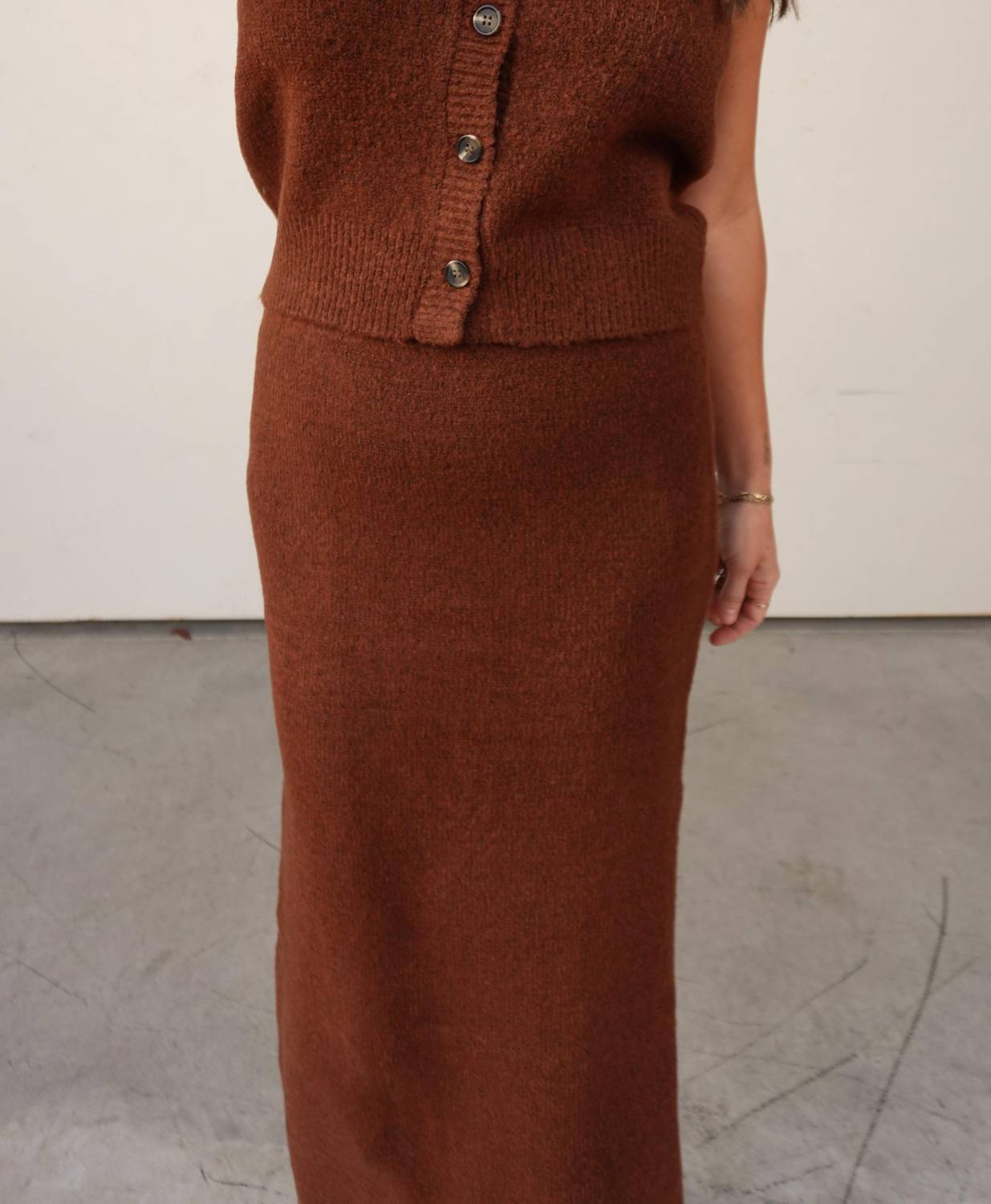 Hyfve - Knit Vest And Midi Skirt Set