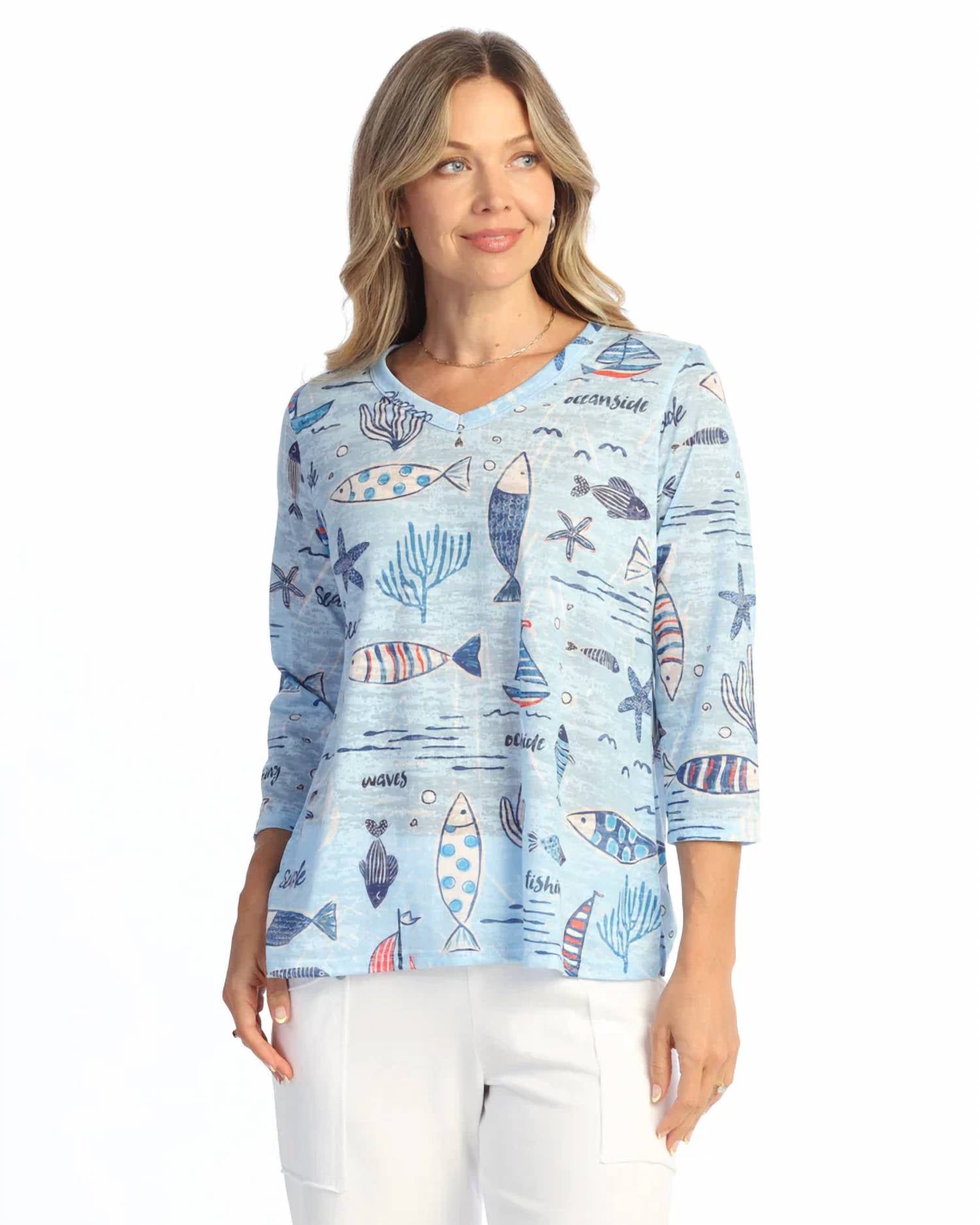 Jess & Jane - Burnout V-neck Top