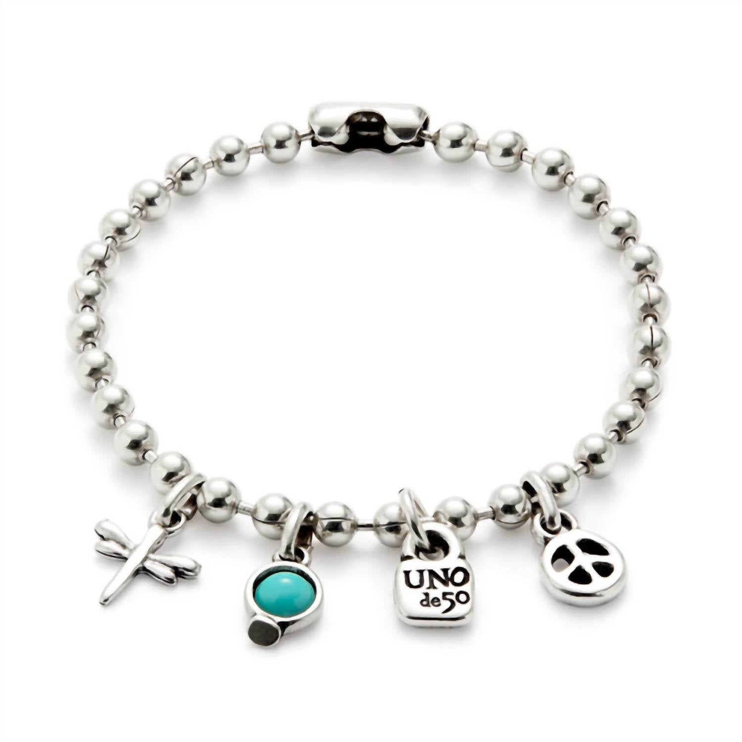 Unode50 - Silver-plated Beads And Charms Bracelet