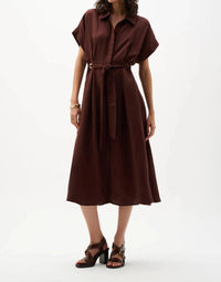 Joseph Ribkoff - Belted Linen Midi Fit And Flare Dress