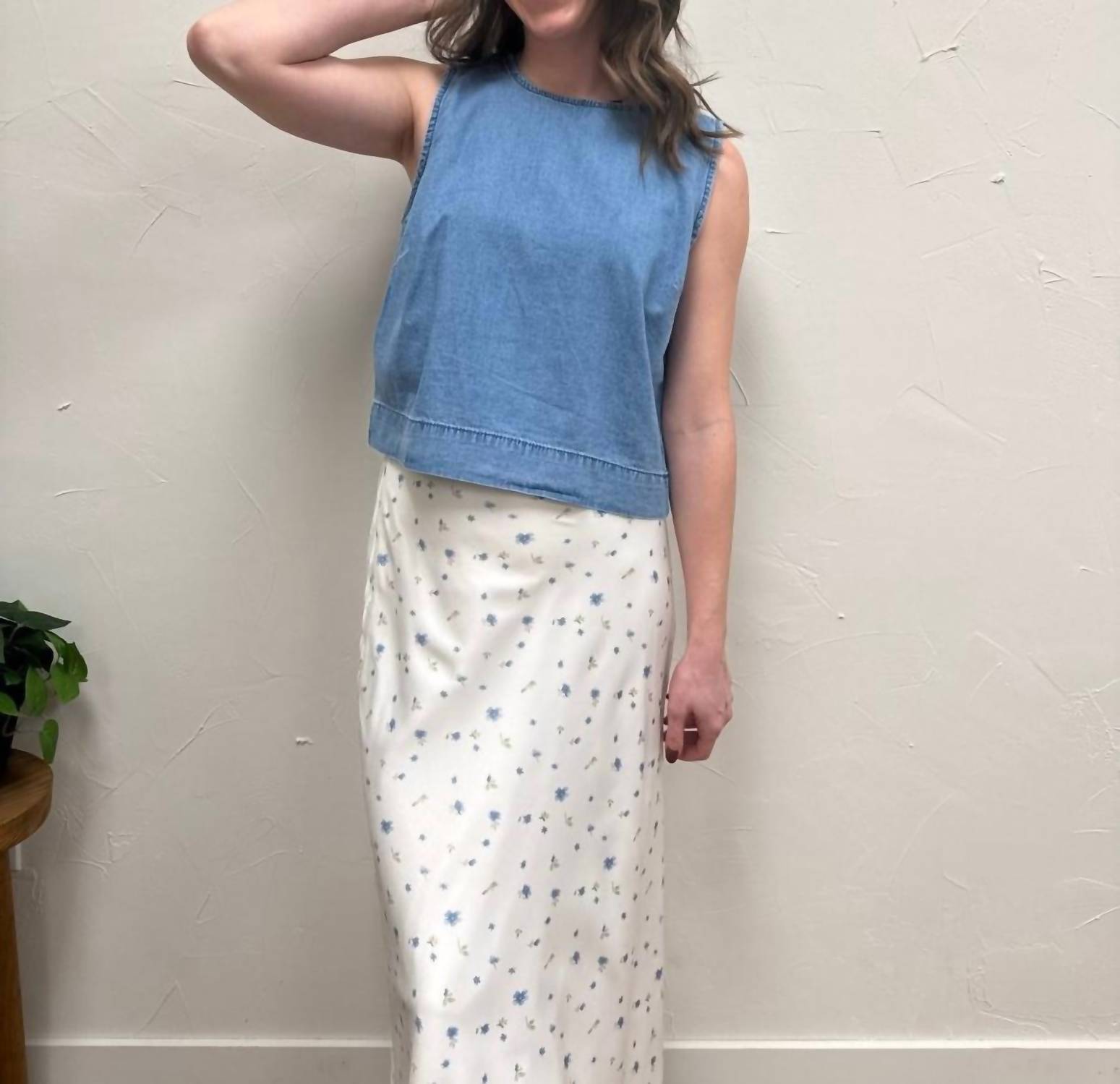 WISHLIST Denim Tank Top in blue - women's tank top - view 5
