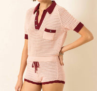 ALIX OF BOHEMIA Lessi Crochet Top in blush - women's t-shirt - detail view