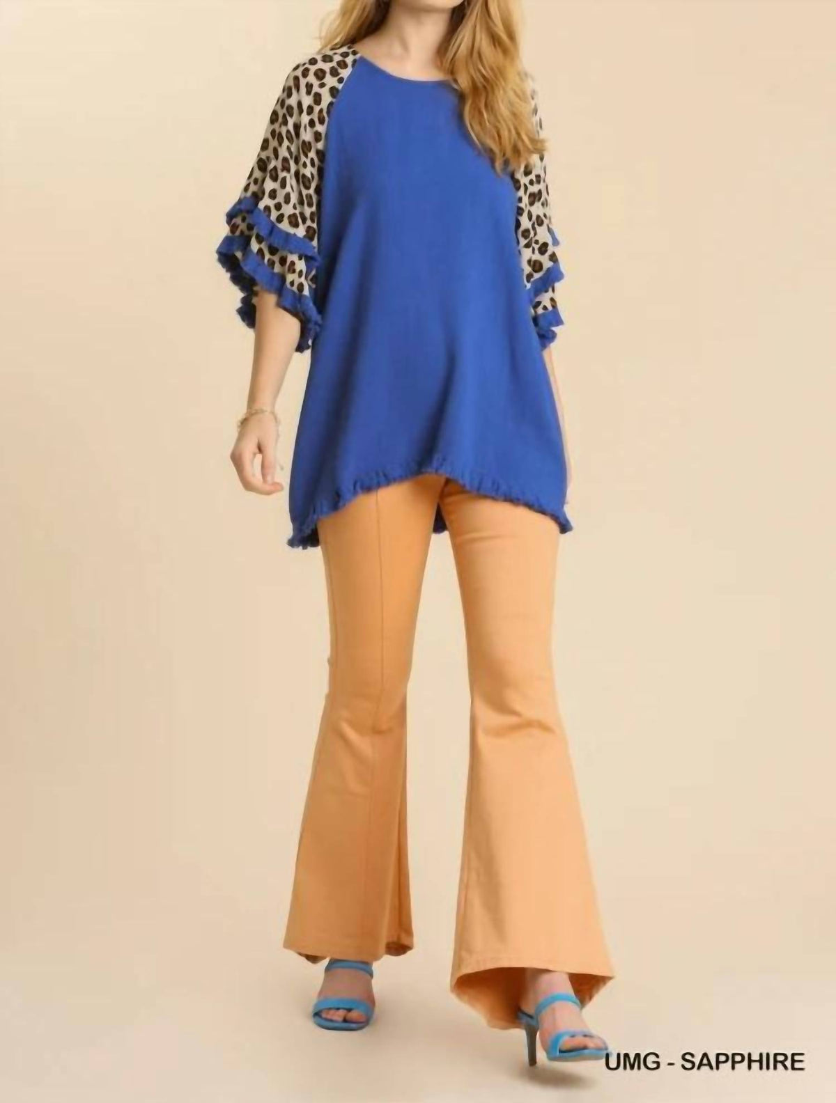 Umgee - Tatum Animal Print Layered Bell Sleeve Top