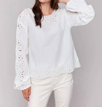 Charlie B - Long Sleeve Eyelet Top