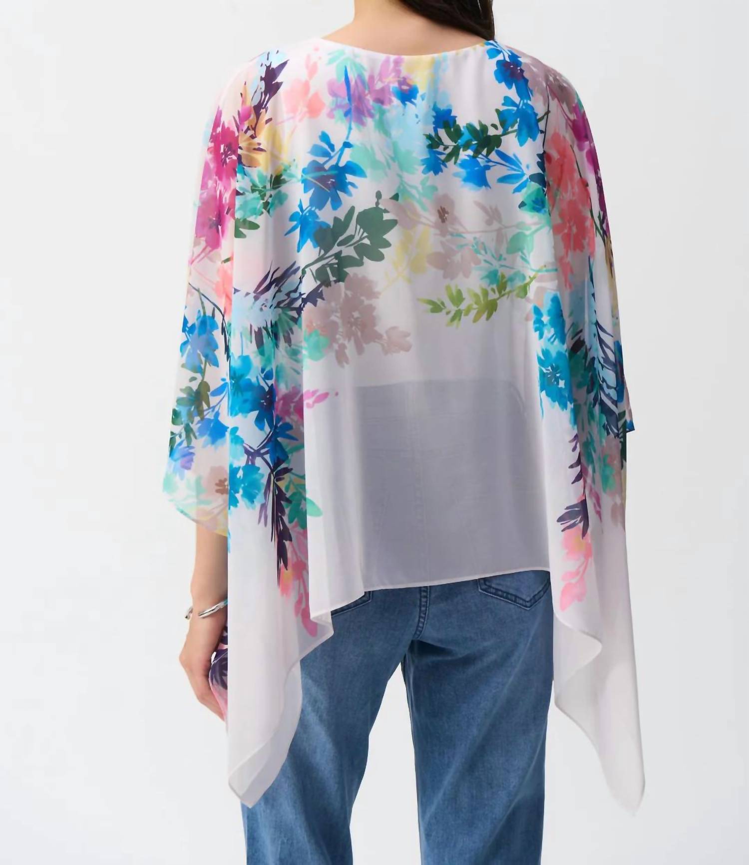 Joseph Ribkoff - Chiffon Floral Print Poncho Top