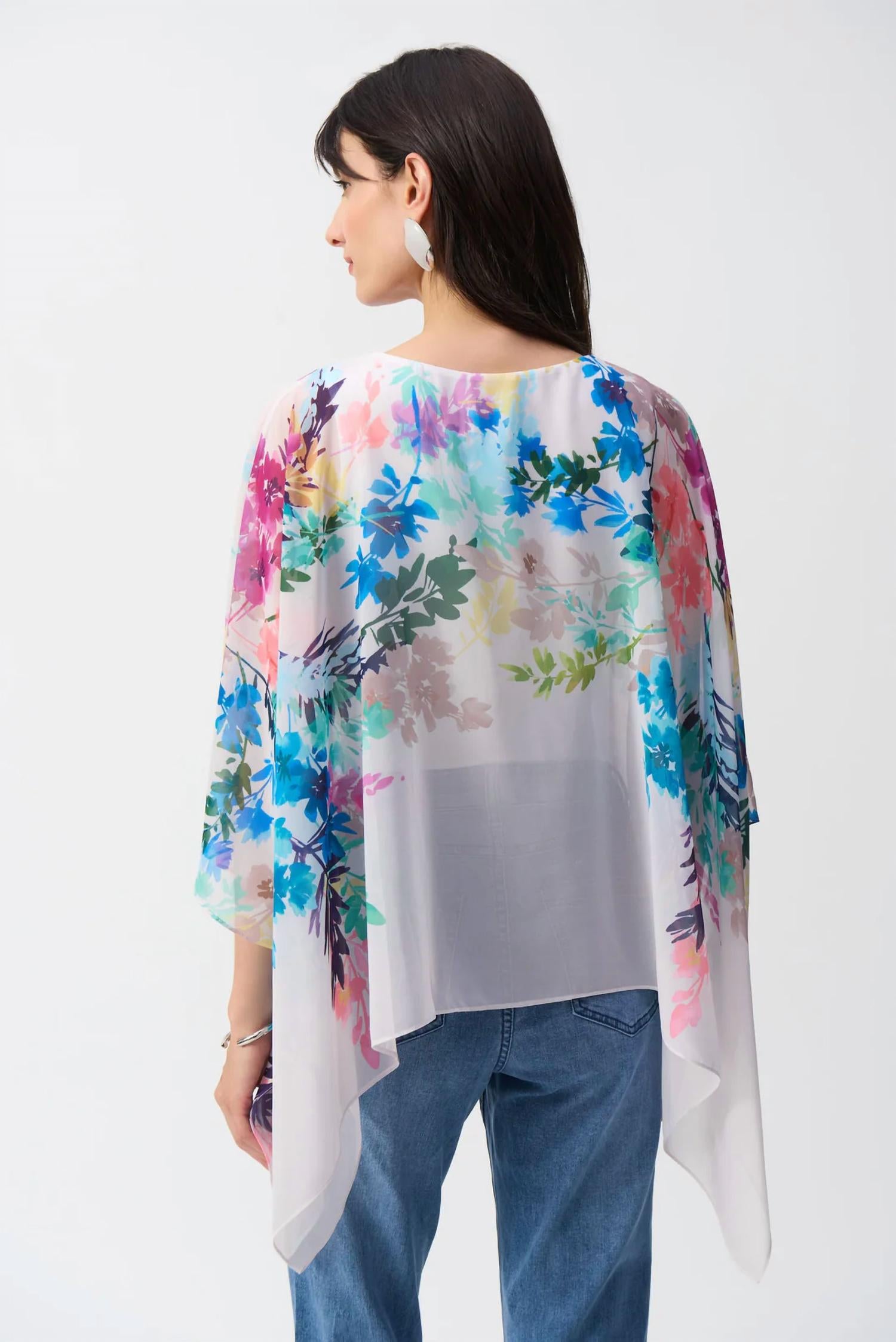 Joseph Ribkoff - Chiffon Floral Print Poncho Top