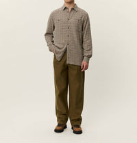 Les Deux John Check Long Sleeve Shirt in dark sand - men's shirt