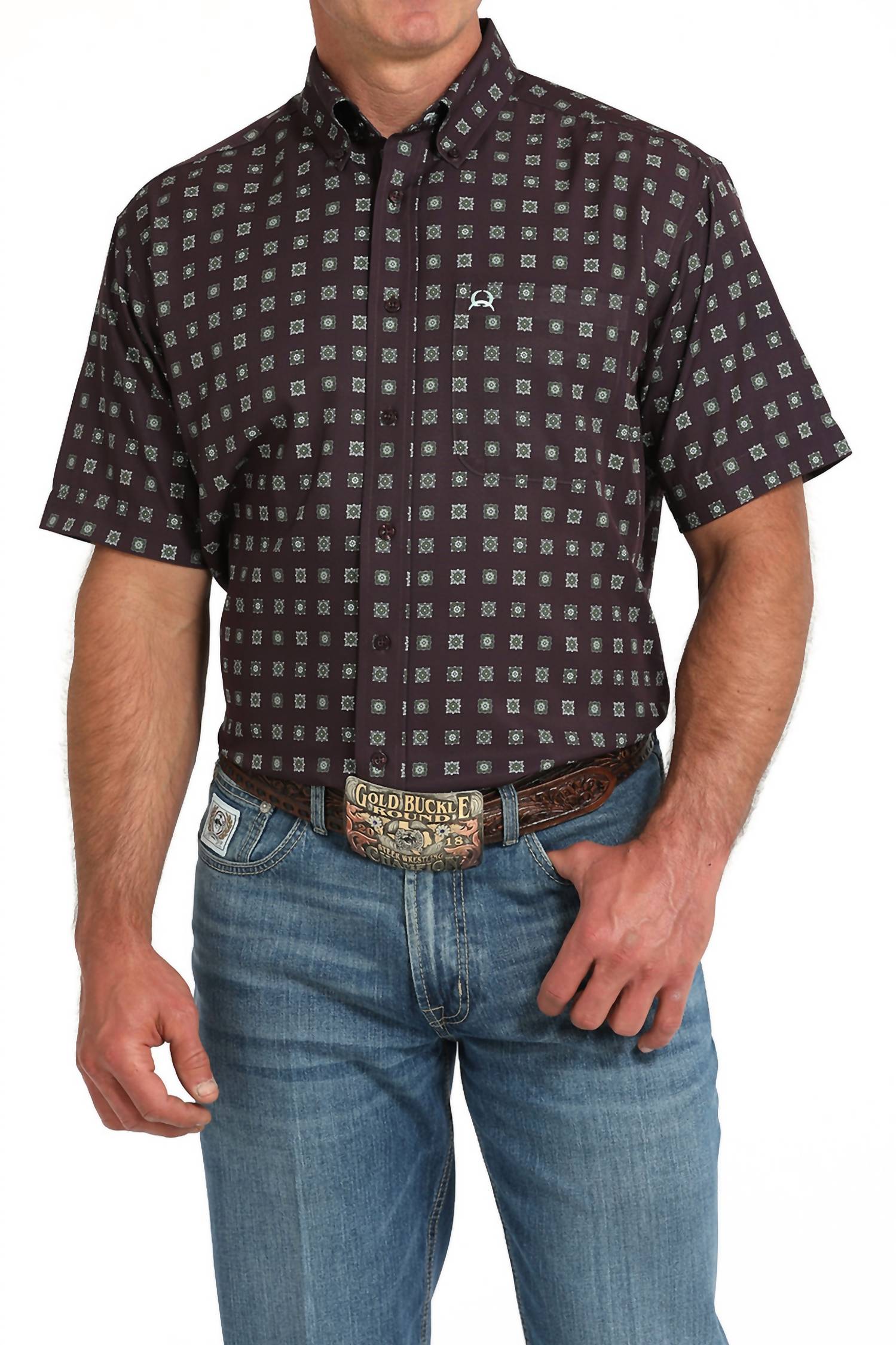 Cinch - Geometric Print Short Sleeve Shirt
