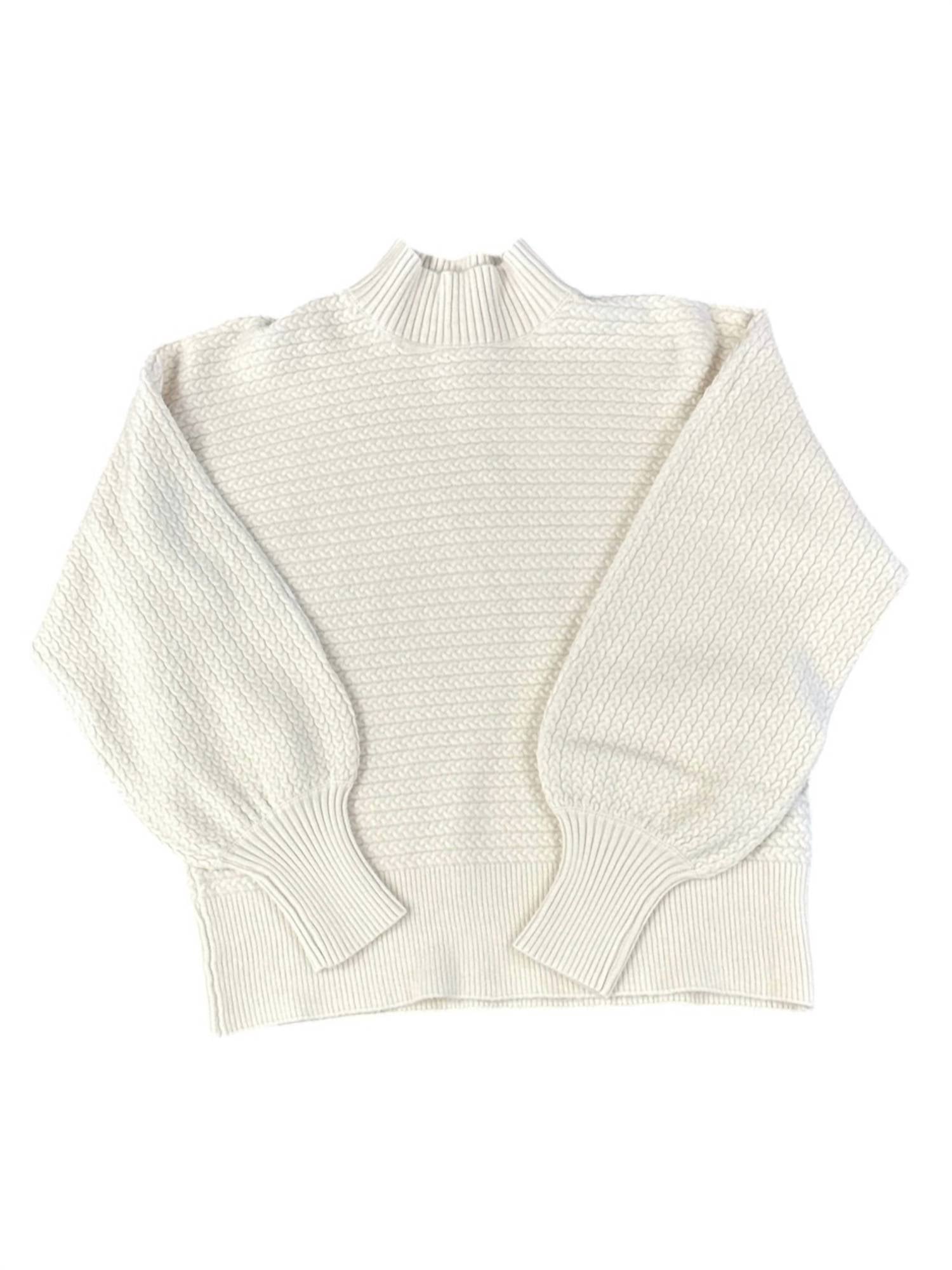 Apricot - Women's High Neck Cable Sweater