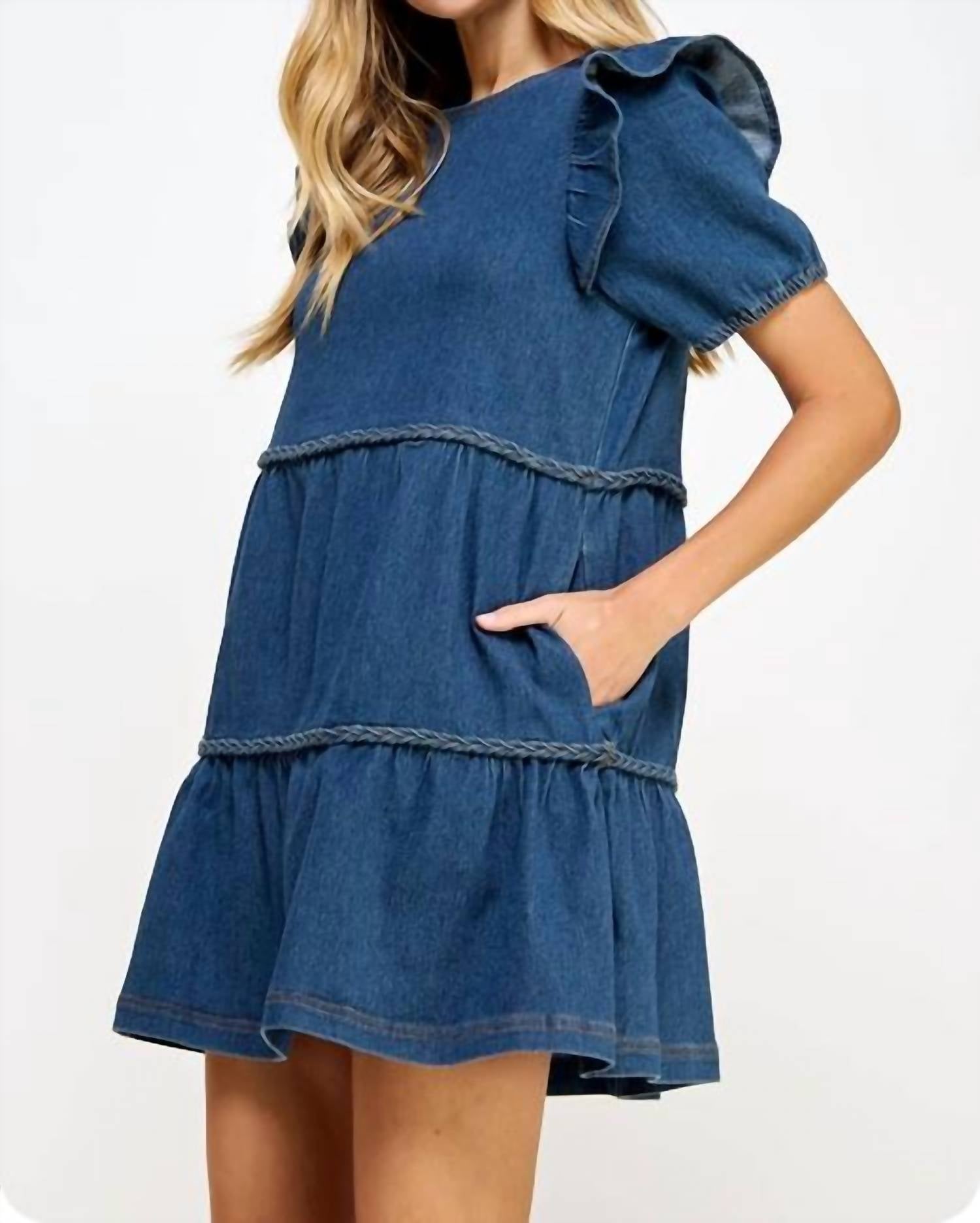 Strut & Bolt - Braid Trim Detail Tiered Mini Dress
