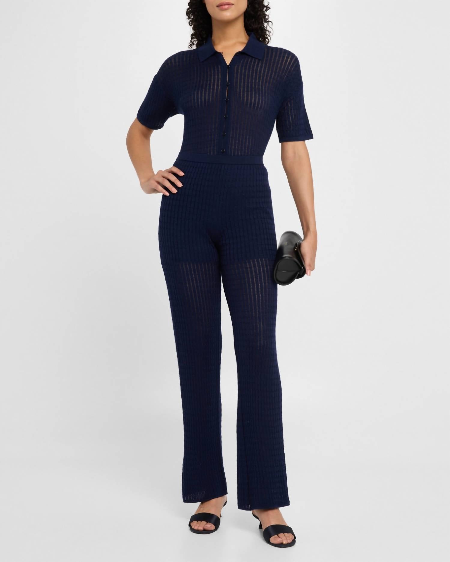 Naadam - Cable Pointelle Wide Leg Pants