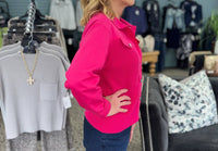 Multiples Cuffed Faux Flap Pocket Button Jean Style Jacket in candy pink - women's jacket - alternate view