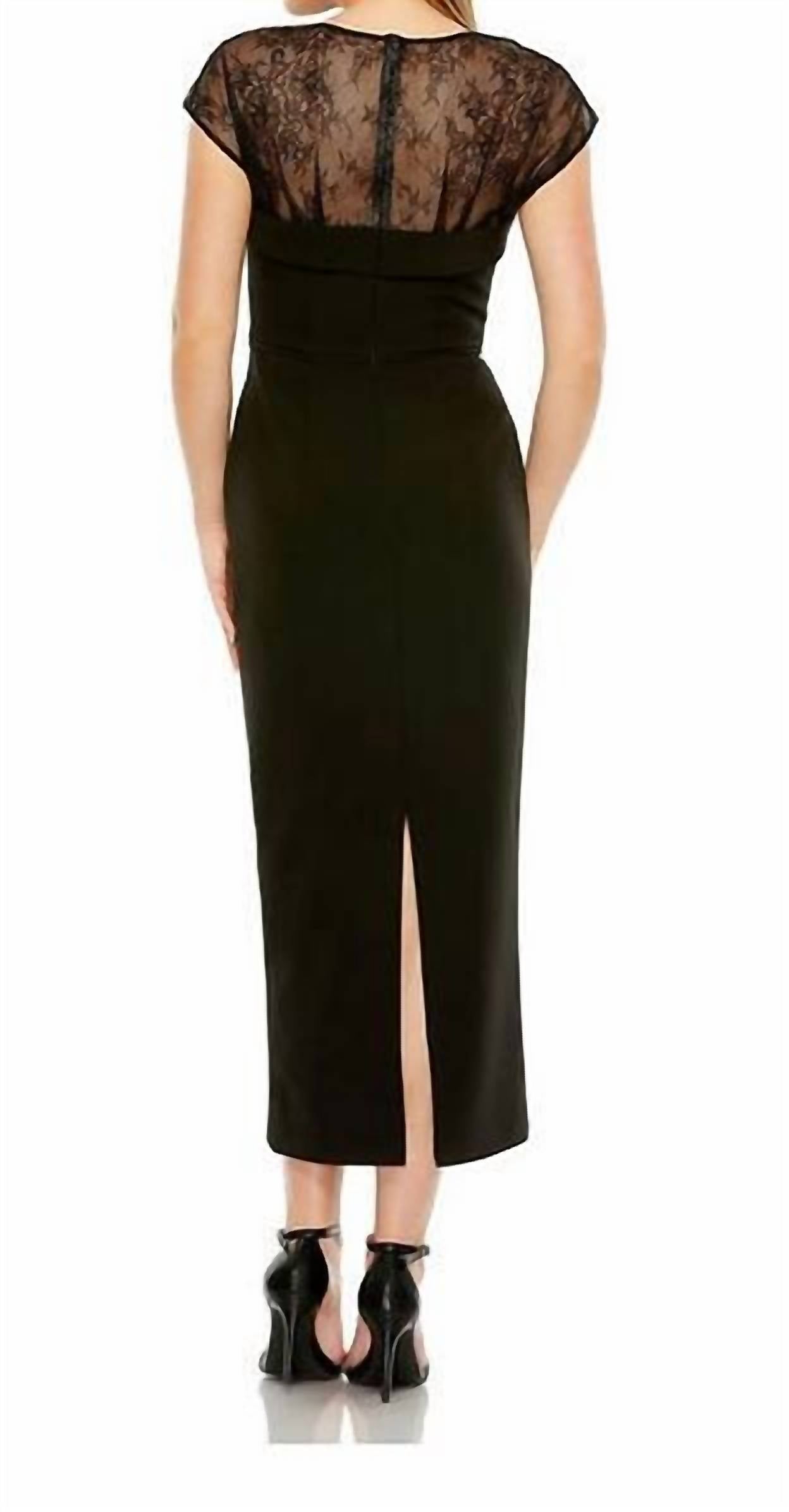 Mac Duggal - Sheer Lace Illusion Crepe Midi Dress