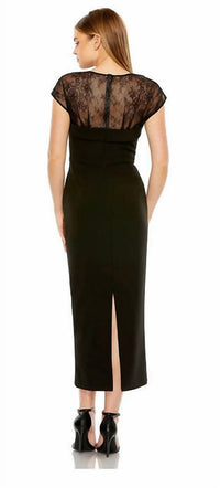 Mac Duggal - Sheer Lace Illusion Crepe Midi Dress