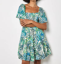 Apricot - Palm Print Cotton Broderie Mini Dress