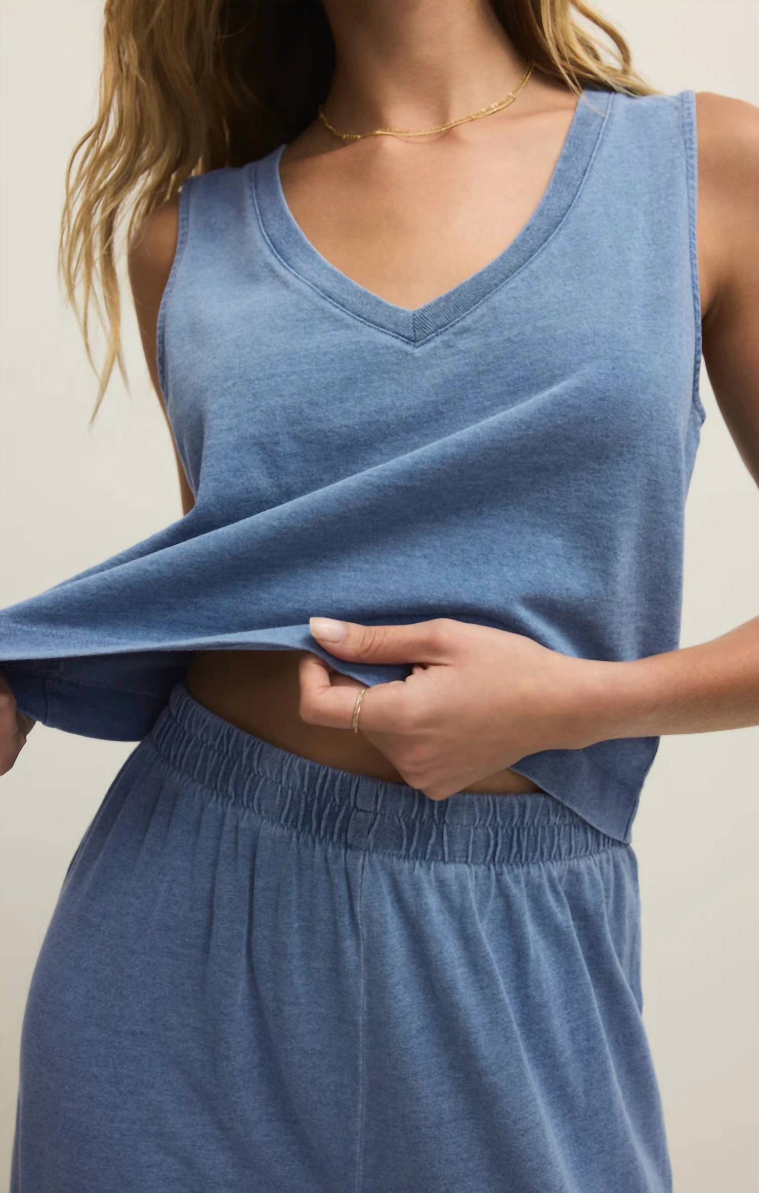 Z Supply - Sloane V-neck Jersey Denim Top