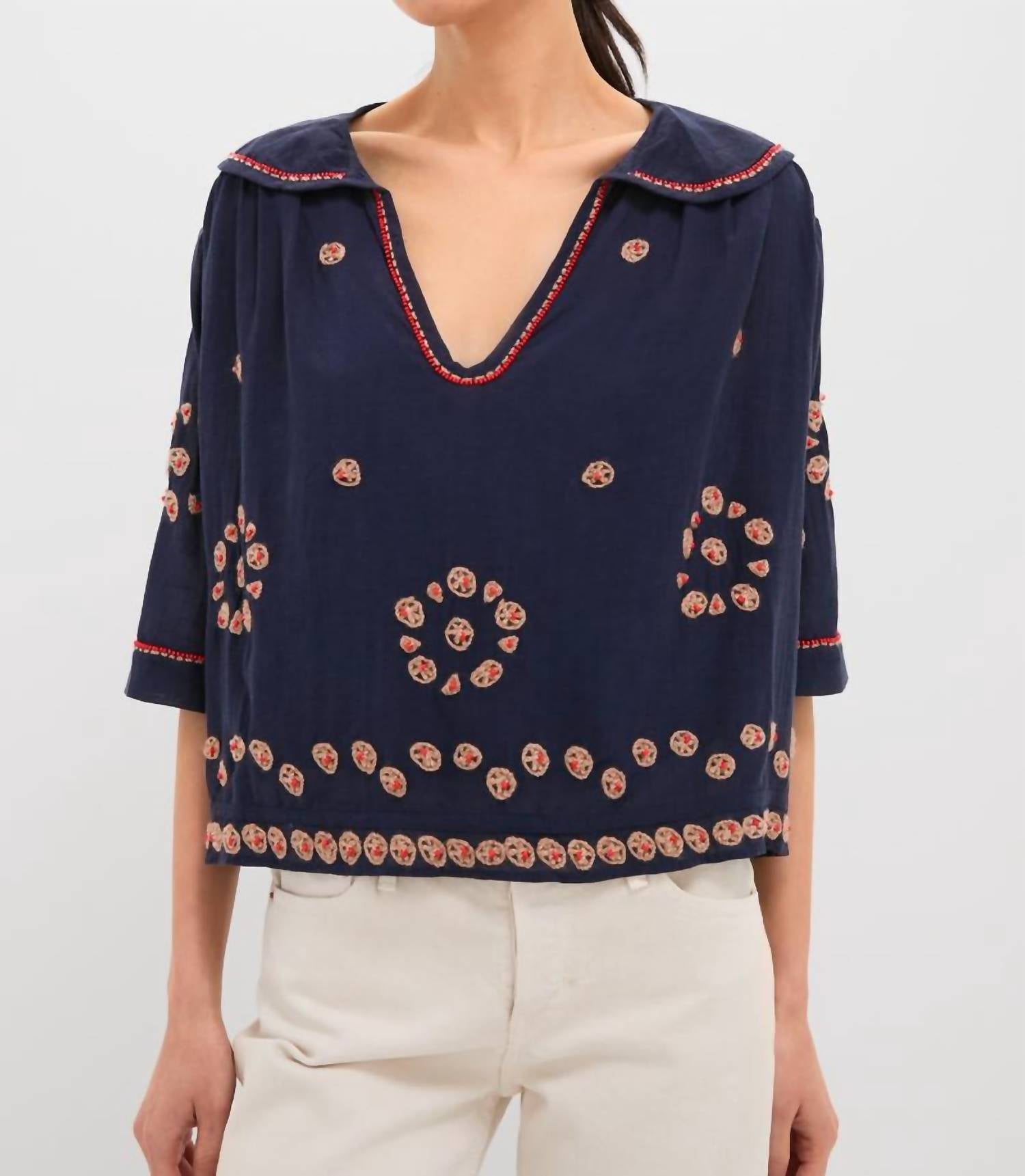 The Great. - Beaded Vintage Sailor Top