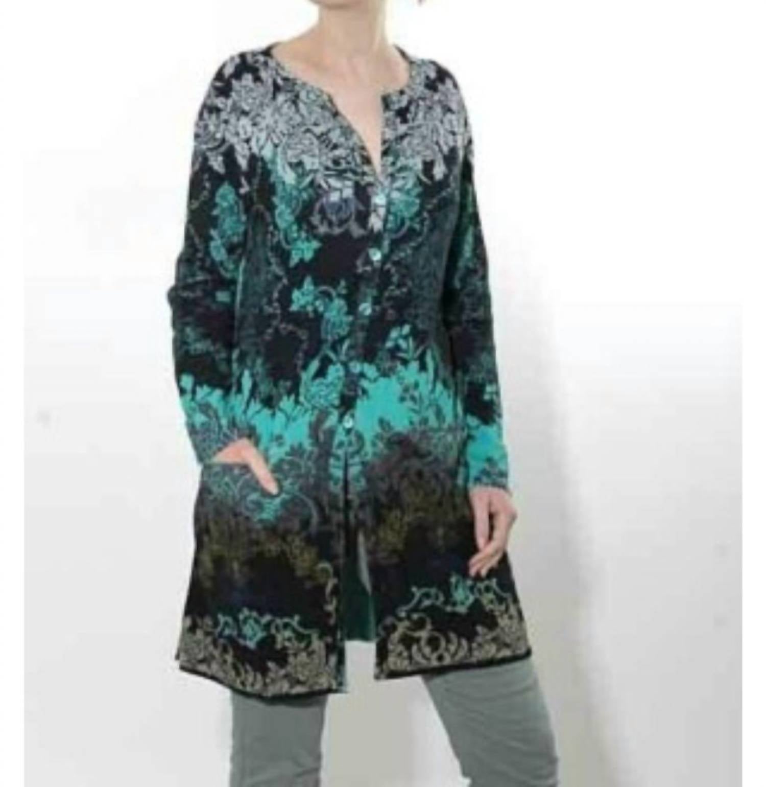 Ivko - Women's Coatigan Floral Print Dress