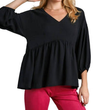 Umgee - V-neck Babydoll Top