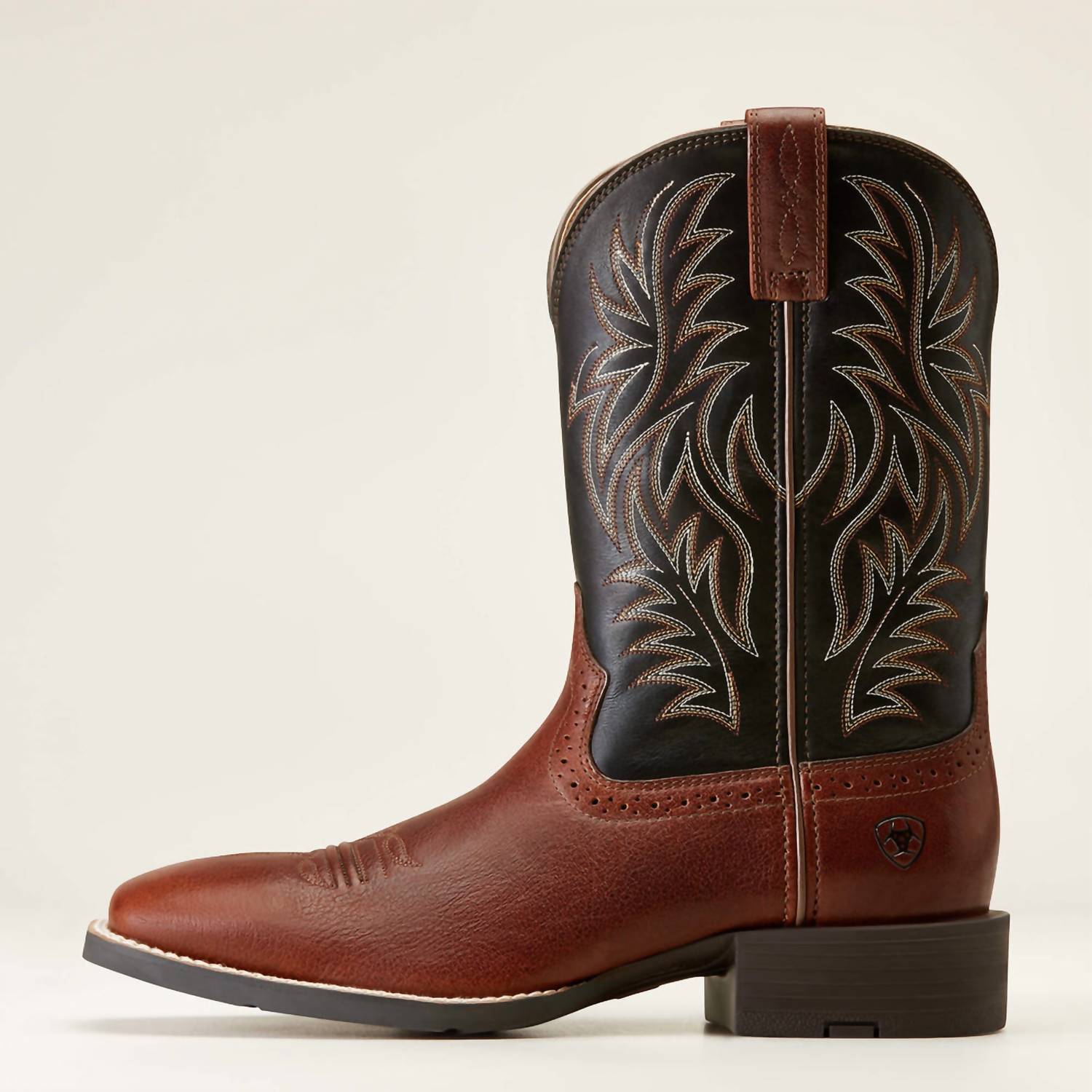ARIAT Men's Sport Wide Square Toe Western Boots in brown - men's boots - detail view