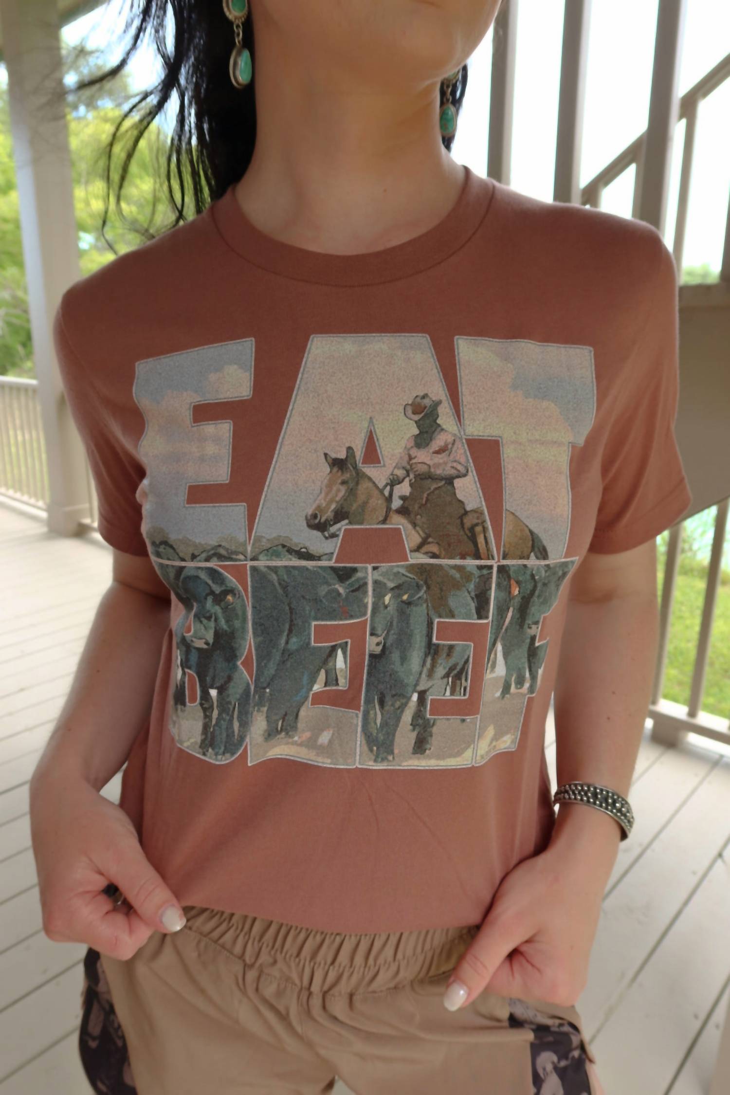 BELLA + CANVAS Eat Beef Graphic Tee in chestnut - women's t-shirt