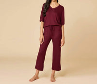 Softies - Women's Dream Jersey Relaxed V Neck With Capri Lounge Set