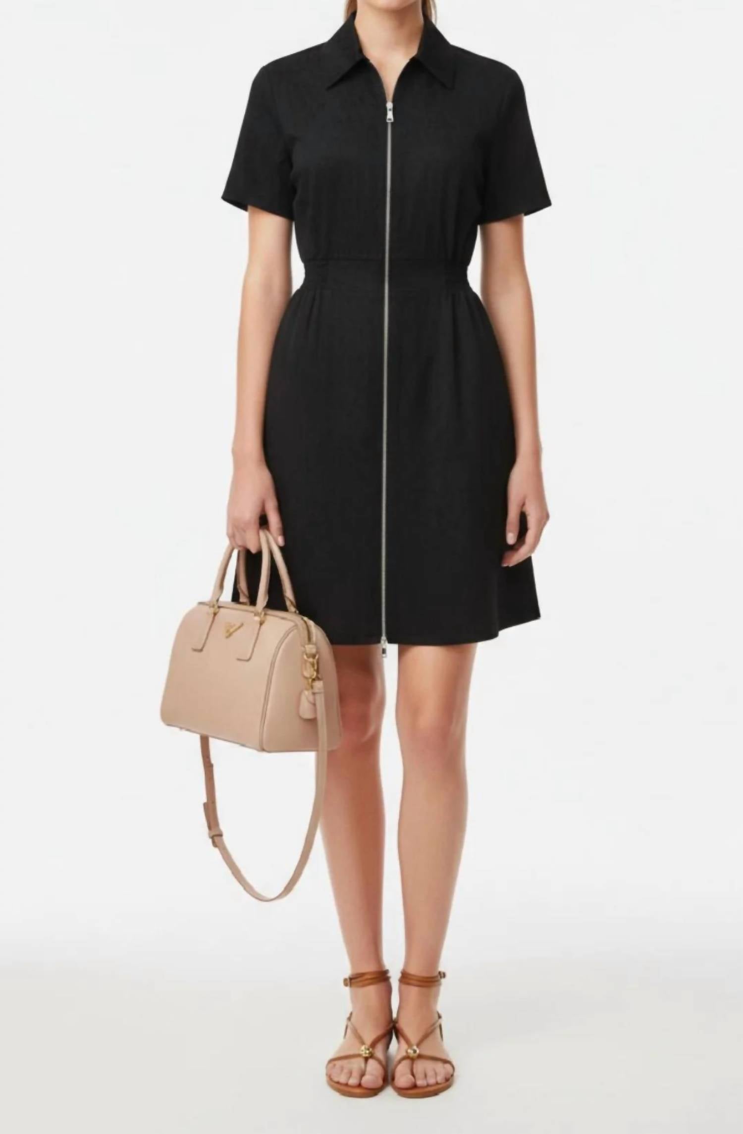 Vava - Short Sleeve Zip Up Dress