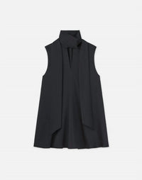 Lafayette 148 - Satin Scarf Collar Sleeveless Blouse