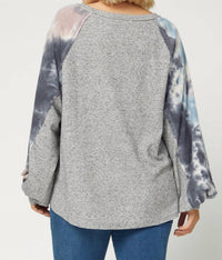 Entro - Tie Dye Puffy Sleeve Top Plus