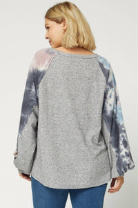 Entro - Tie Dye Puffy Sleeve Top Plus