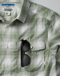 3BIRD Men's Kingfisher Short Sleeve Shirt in sage kirby plaid - men's shirt - alternate view