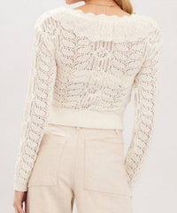 Illa Illa Lace Crochet Knit Top in ivory - women's sweater - view 4