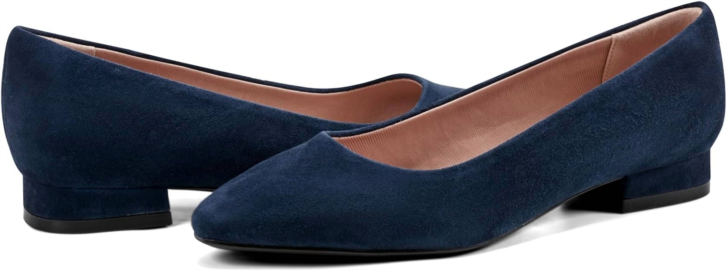 ROCKPORT Women's Tessa Pointy Toe Dress Shoes in navy suede - women's flats - alternate view