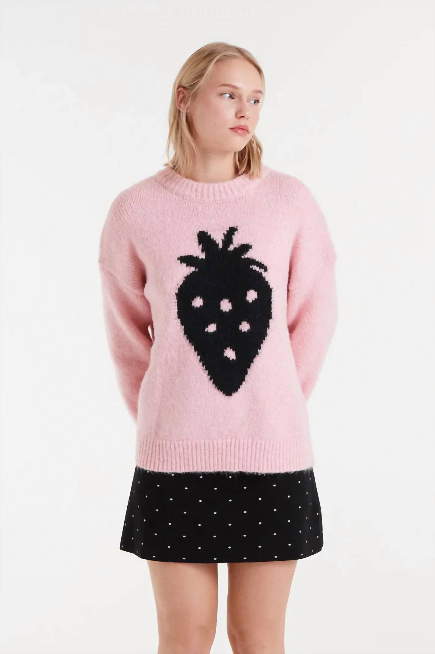 Compania Fantastica - Jacquard Sweater with Strawberry Print