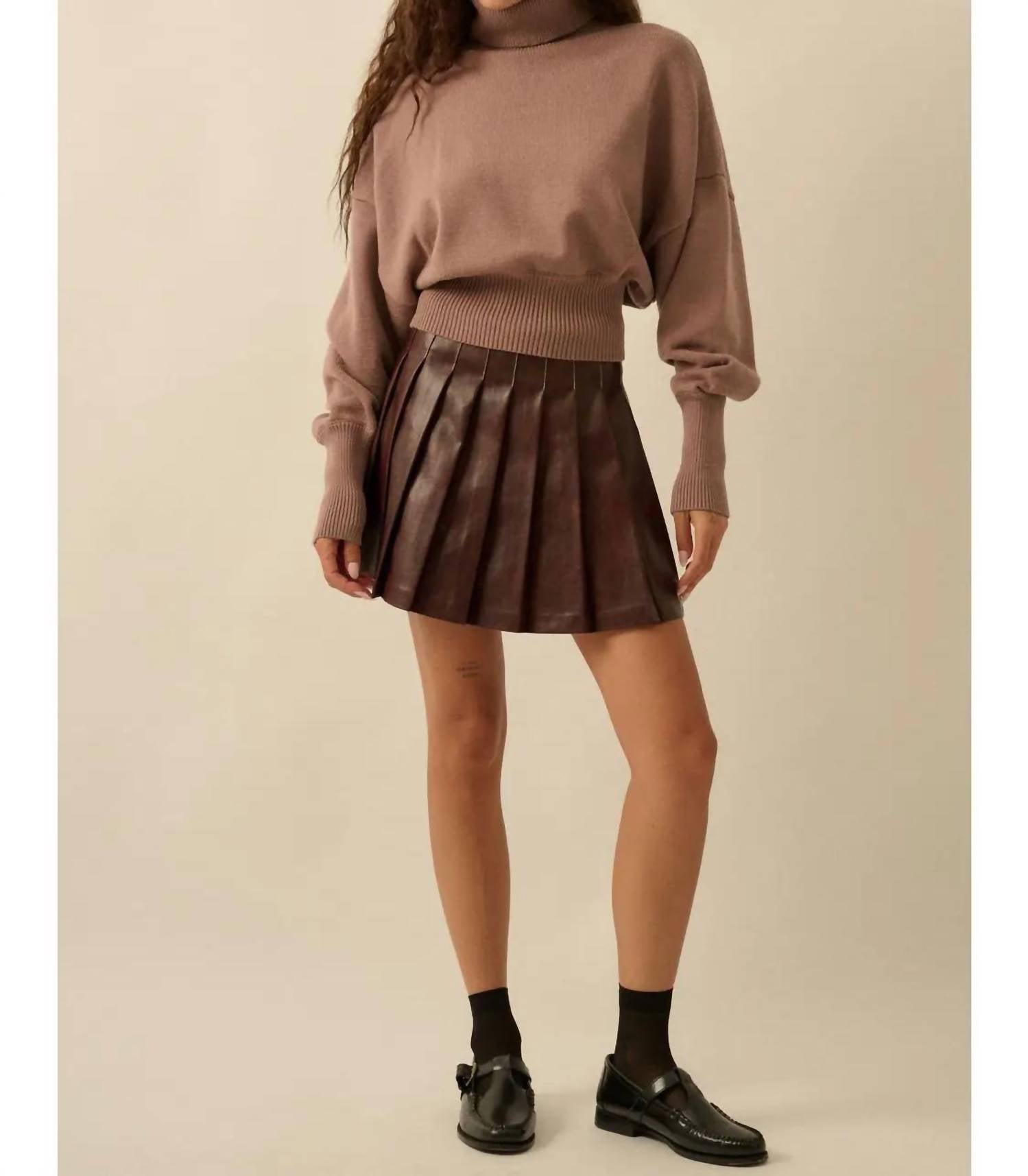 Promesa - Faux Leather Pleated Mini Skirt