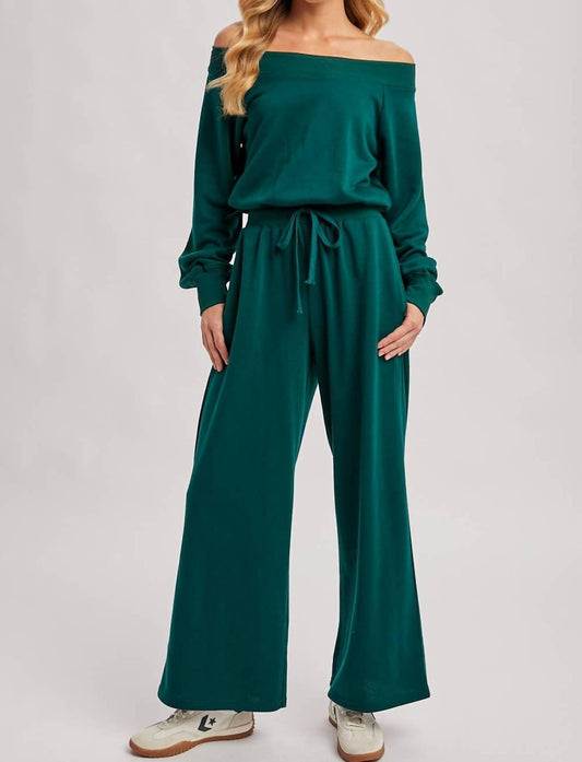 Bluivy - Wide Neck Off the Shoulder Knit Jumpsuit