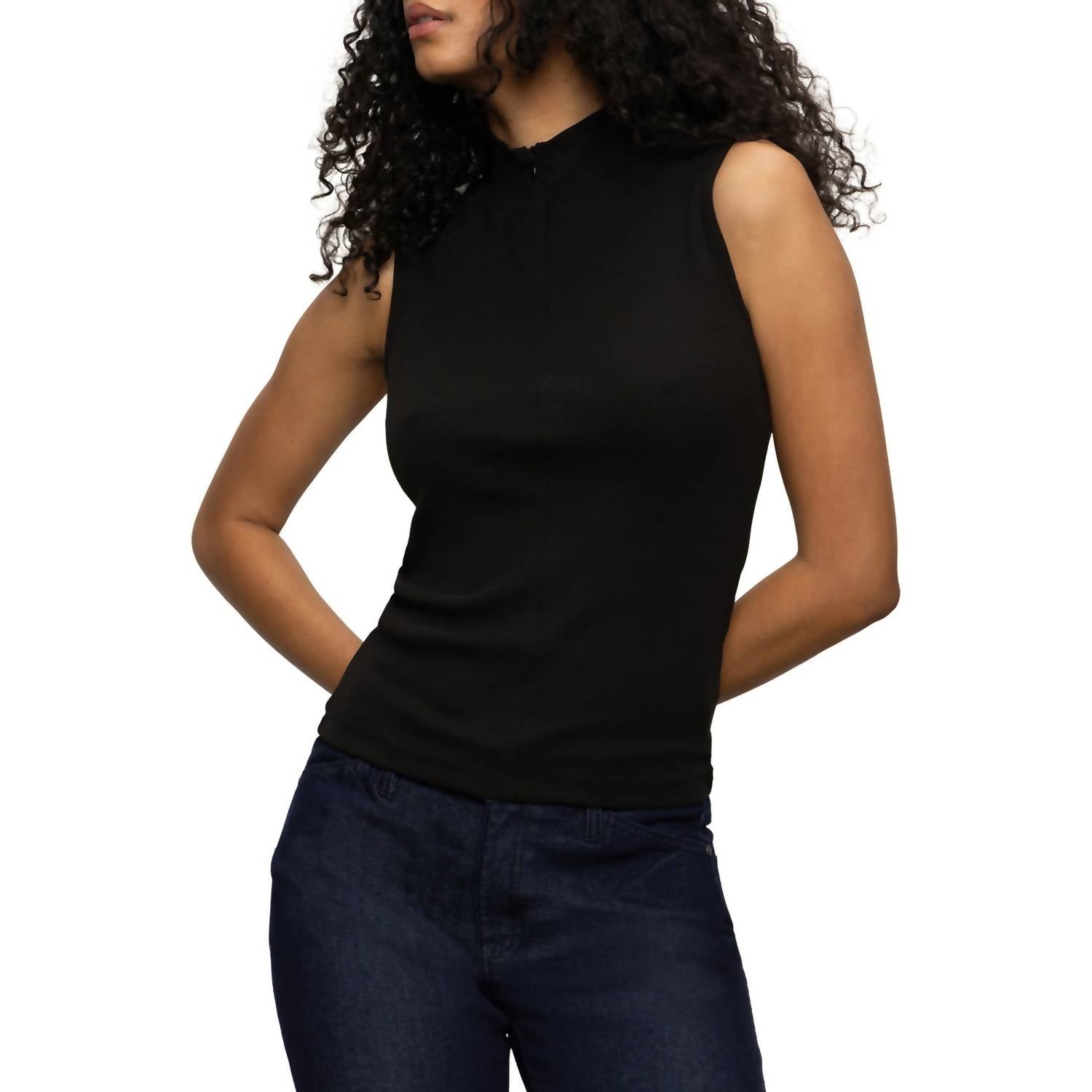 Sanctuary - Sleeveless Zip Mock Neck Top