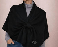 J'Envie/Eli Foundation Tab Wrap in black - women's scarf - detail view