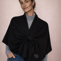 J'Envie/Eli Foundation Tab Wrap in black - women's scarf - alternate view
