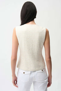 Joseph Ribkoff Bouclé Fitted Vest With Buttons in cream - women's blouse - alternate view