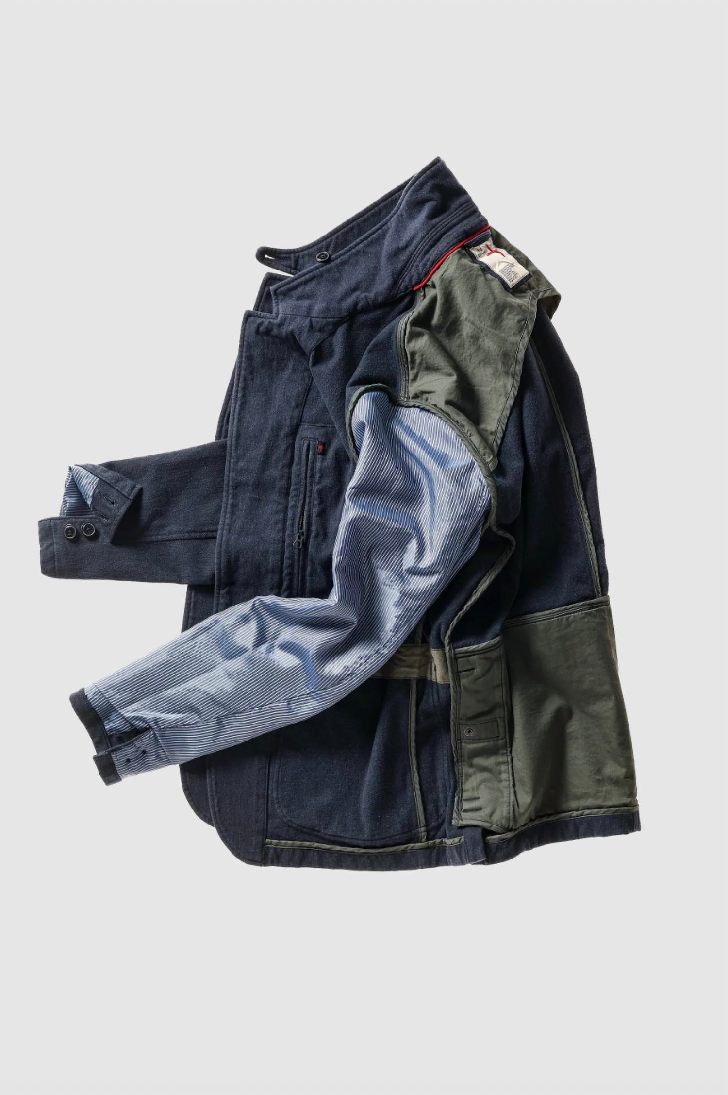 Relwen Men's Moleskin Trap Blazer in dark navy canvas - men's jacket - alternate view